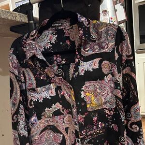 Express Multicolor Paisley Button-Up Shirt